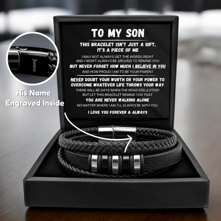 To My Son Never Alone Braided Bracelet Gift Set 11