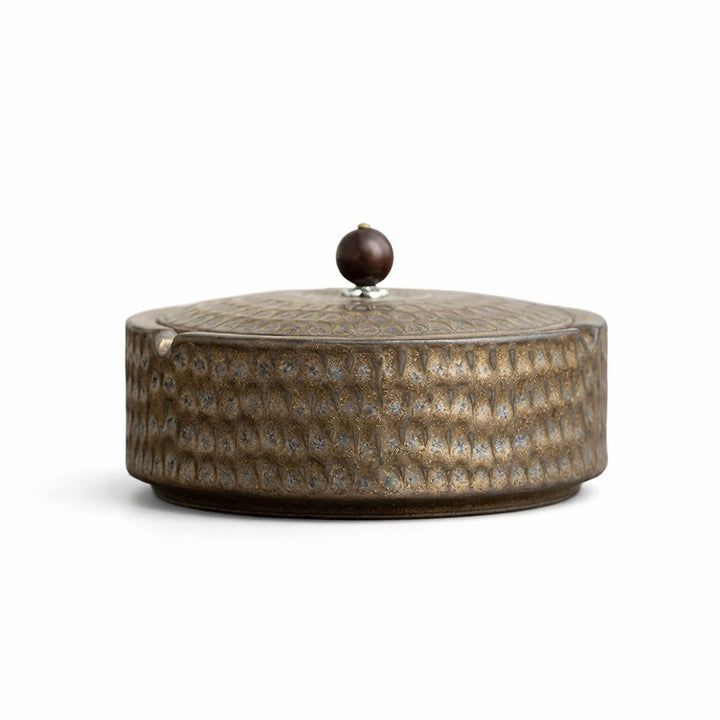 Handmade Ceramic Ashtray with Wooden Lid, 12.5 cm 9