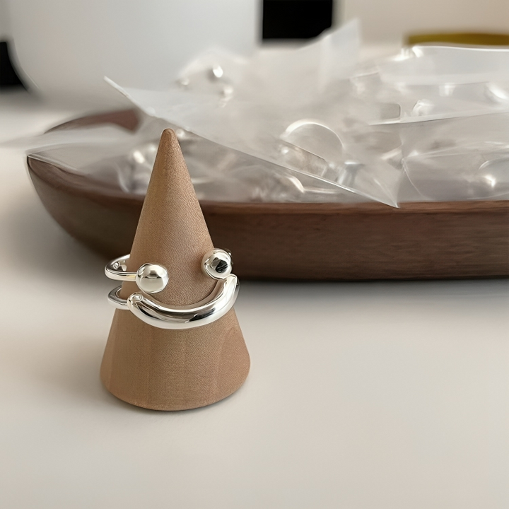 Smiley Adjustable Ring - Minimalist Stackable Statement Ring 7