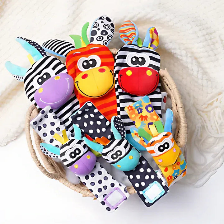 Baby Wrist Rattles and Foot Rattle Socks Set, 4 Pieces, Cotton, 0-12 Months 9