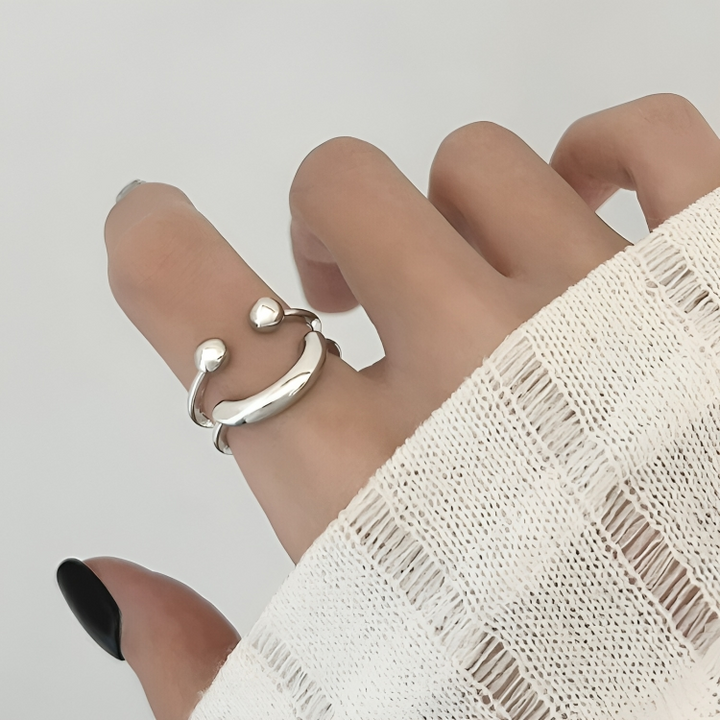 Smiley Adjustable Ring - Minimalist Stackable Statement Ring 3