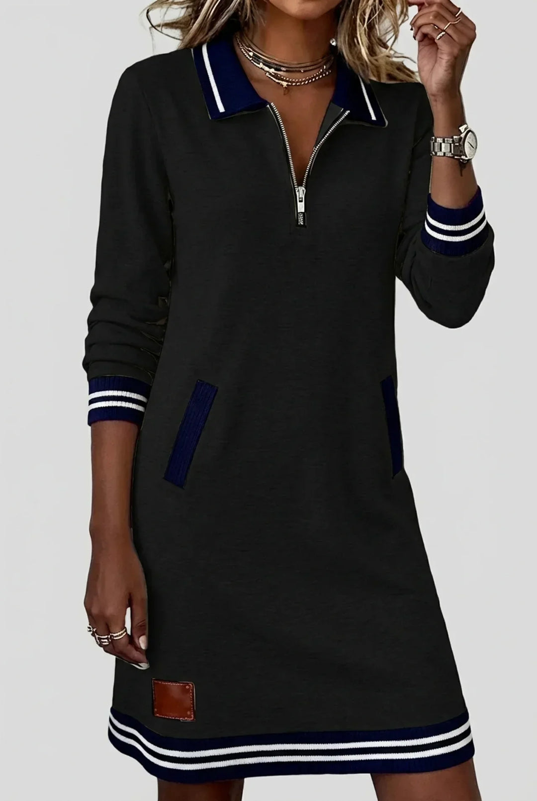 Front-Zip Cotton Linen Dress 4