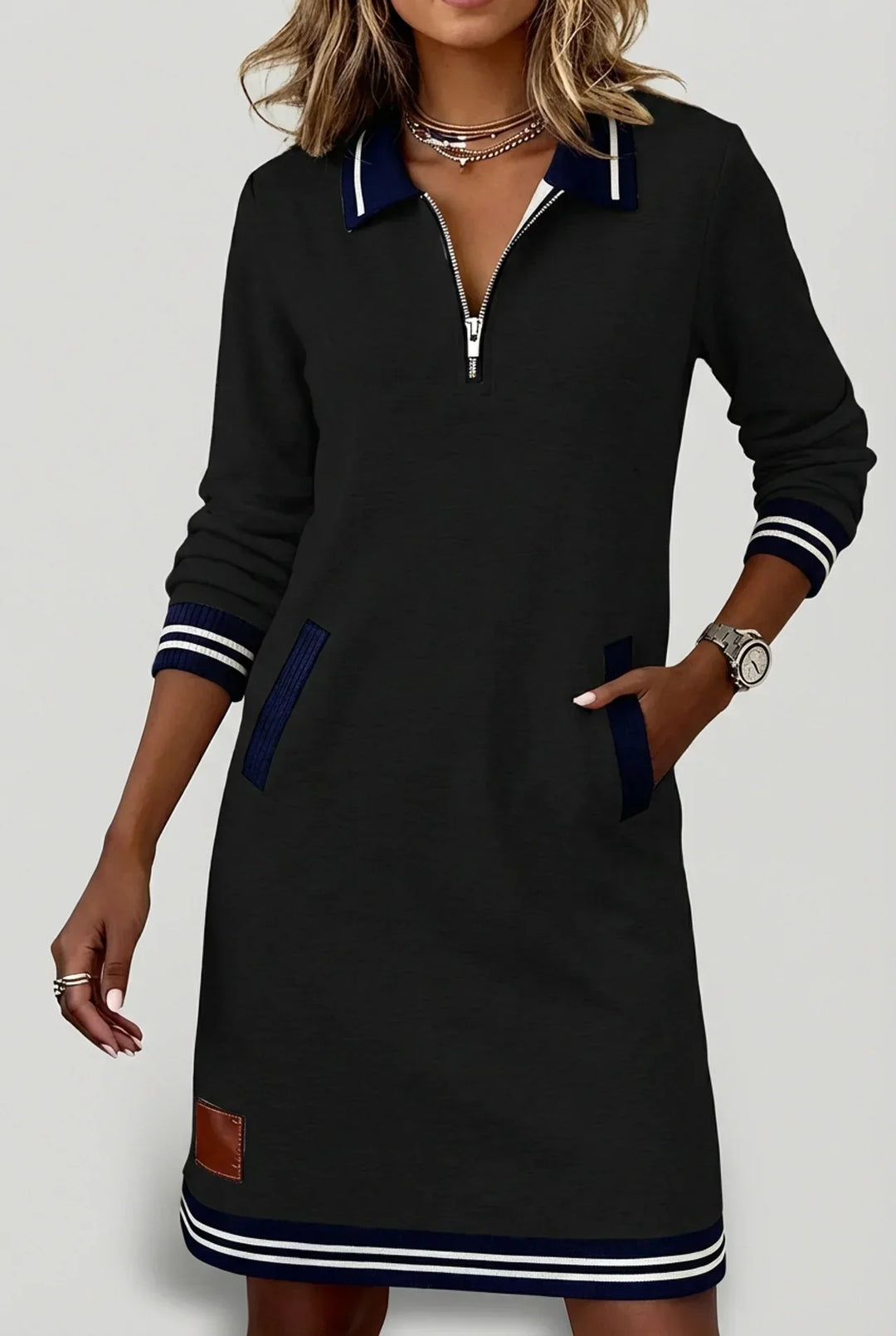 Front-Zip Cotton Linen Dress 11