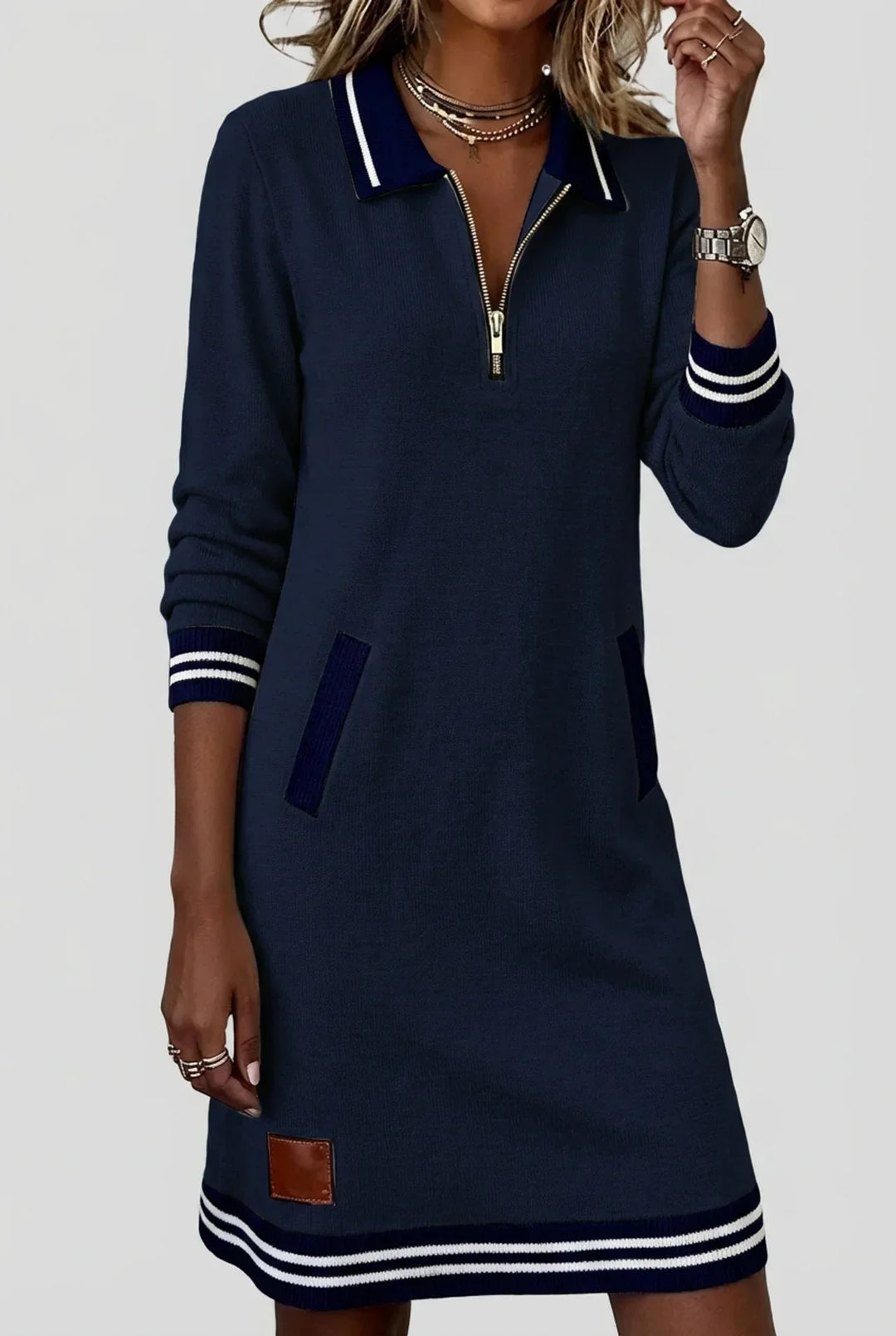 Front-Zip Cotton Linen Dress 9