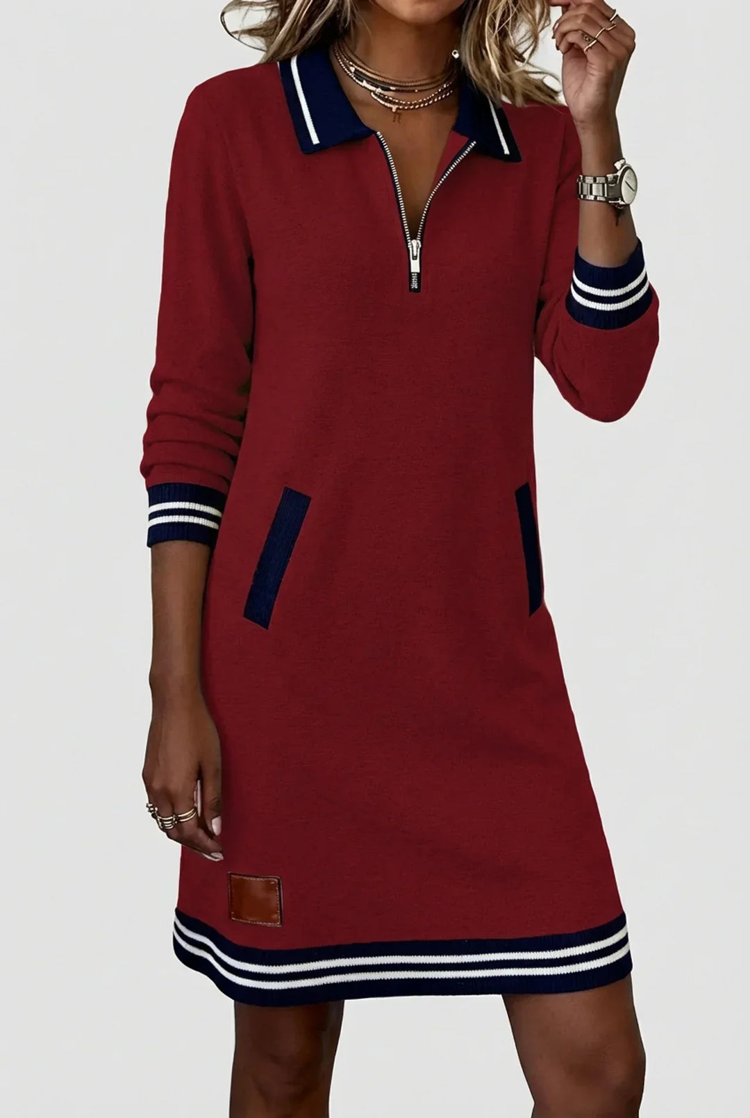 Front-Zip Cotton Linen Dress 12