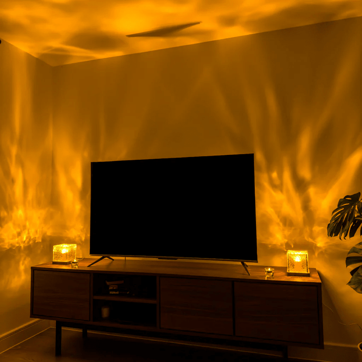 Wave Cube LED Table Lamp with Flowing Color Light Waves 4
