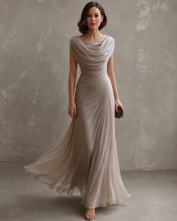 Elegant Draped Maxi Dress - Sleeveless Formal Evening Gown 1