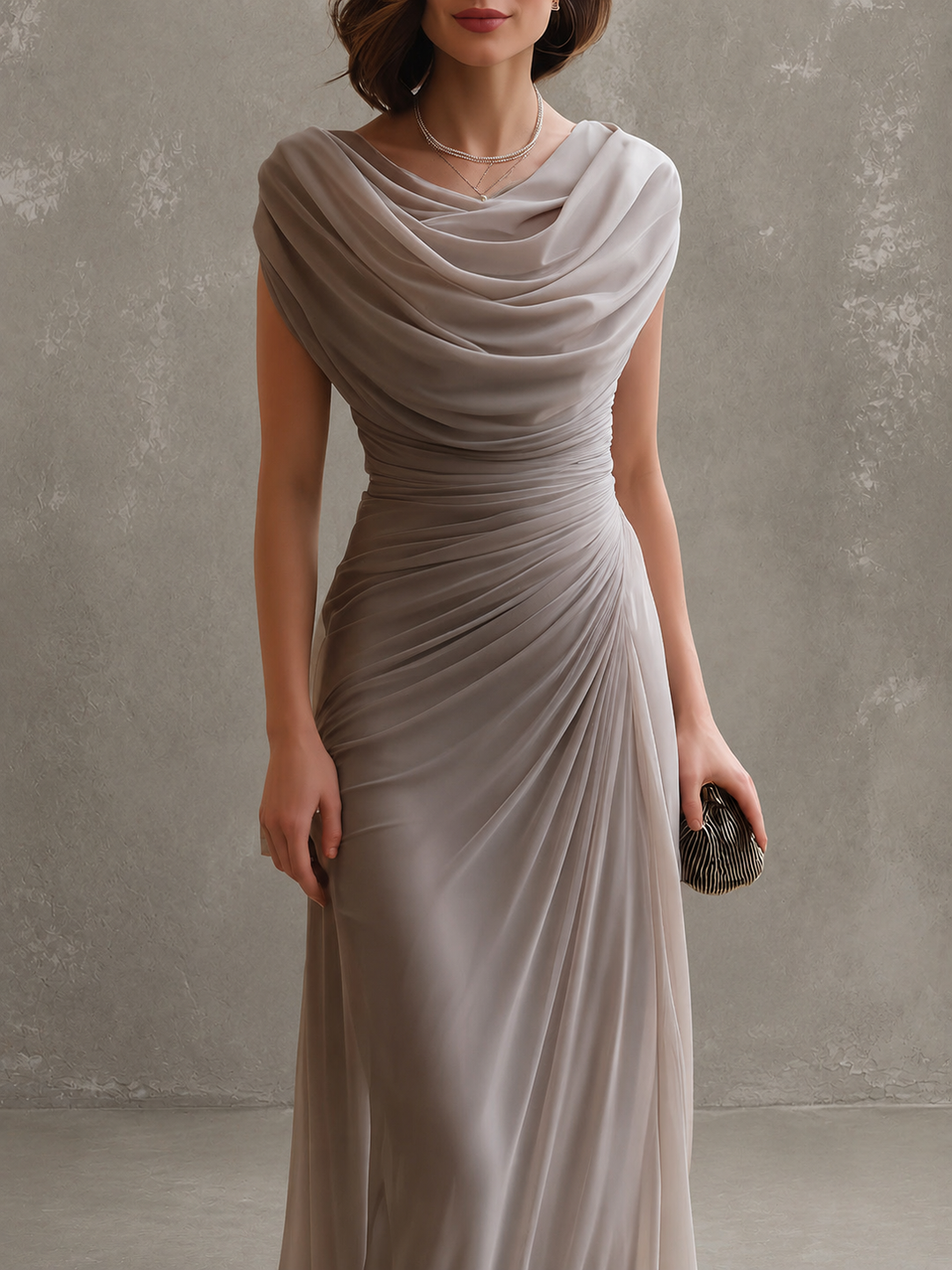 Elegant Draped Maxi Dress - Sleeveless Formal Evening Gown 7
