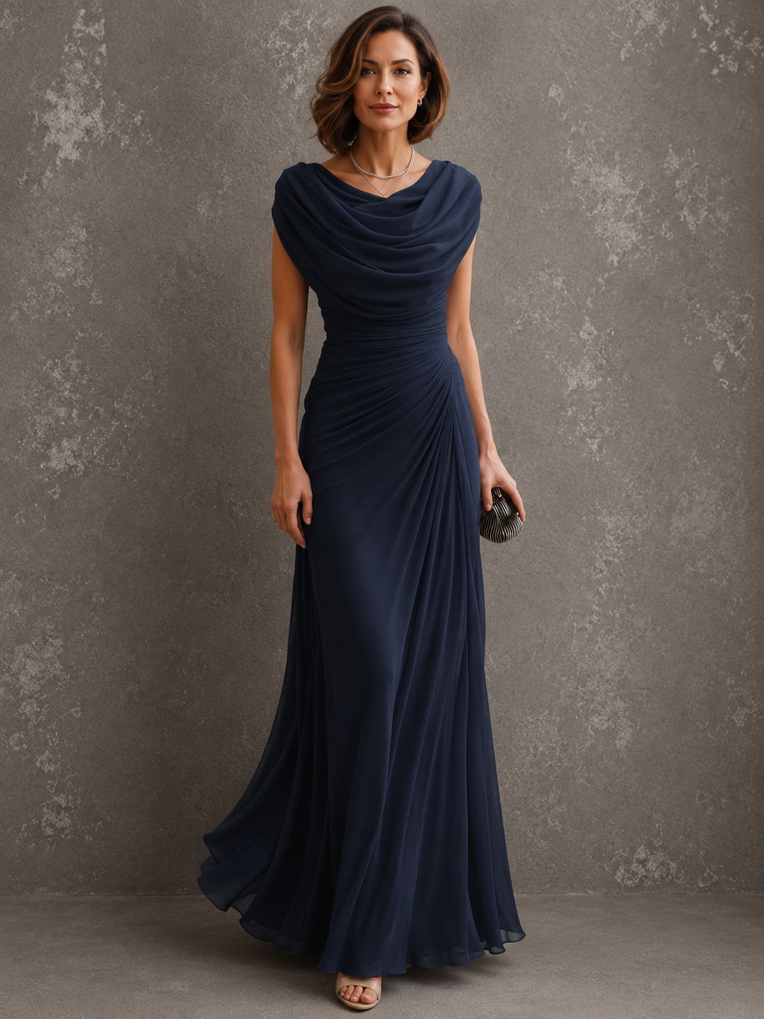 Elegant Draped Maxi Dress - Sleeveless Formal Evening Gown 4