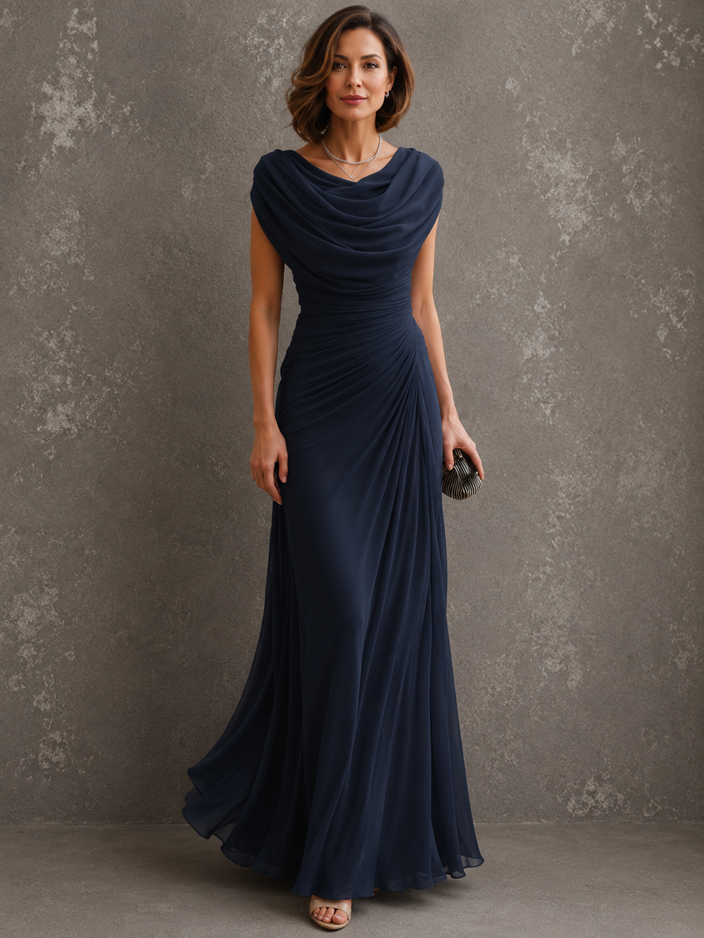 Draped Sleeveless Maxi Dress with Flowing Floor-Length Skirt 2