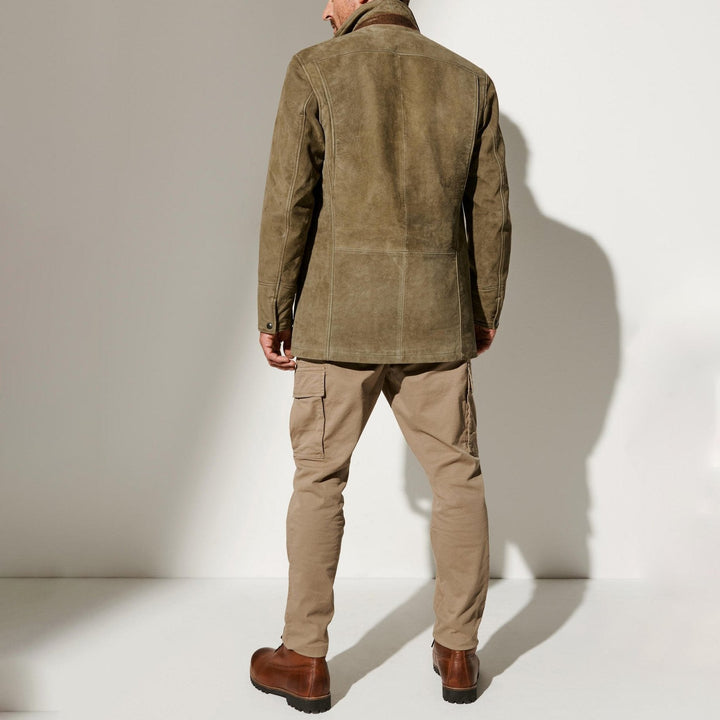 Men's Lined Suede Jacket - Tailored Vintage Autumn Winter Coat 3