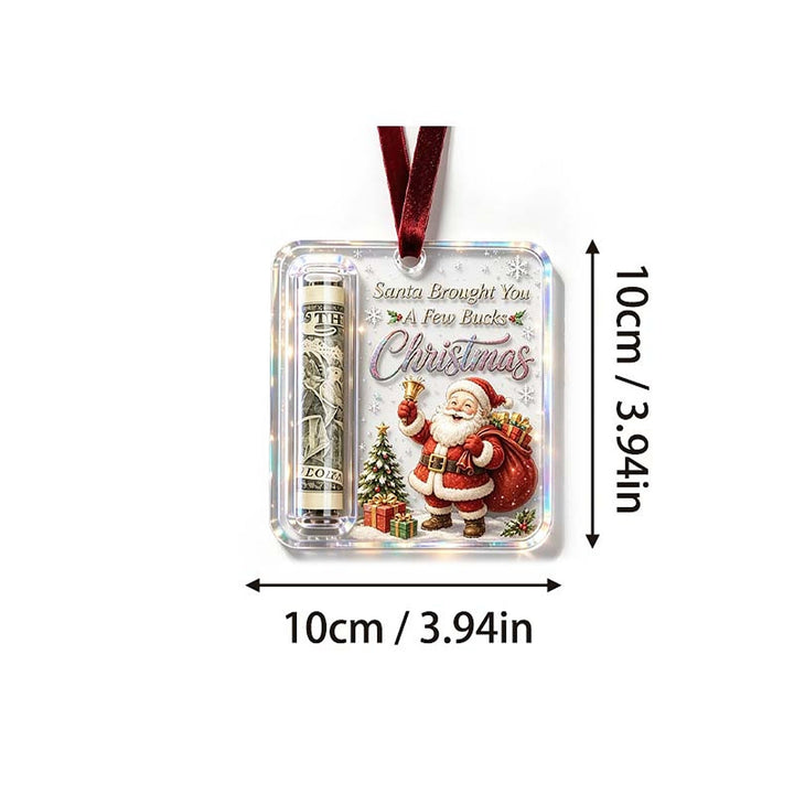Christmas Ornament Money Holder - Clear Acrylic Hanger for Rolled Bills 12