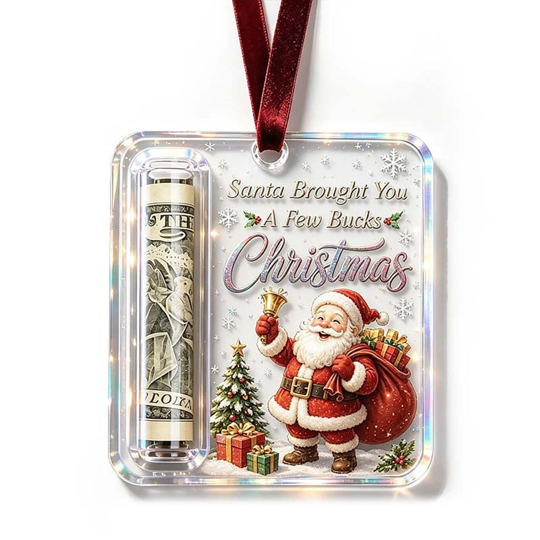 Christmas Ornament Money Holder - Clear Acrylic Hanger for Rolled Bills 14