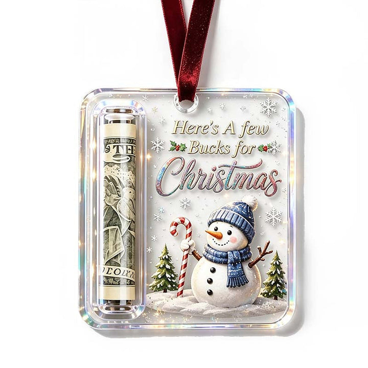 Christmas Ornament Money Holder - Clear Acrylic Hanger for Rolled Bills 16