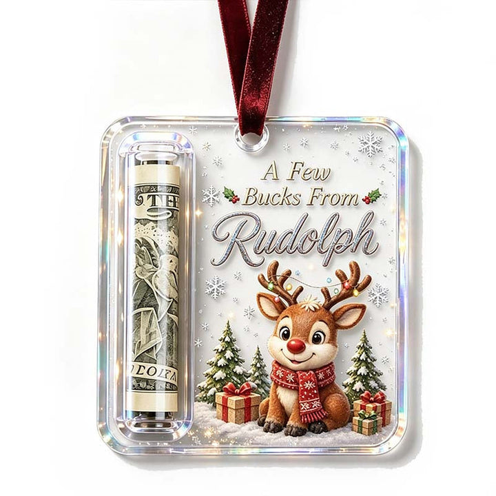 Christmas Ornament Money Holder - Clear Acrylic Hanger for Rolled Bills 17