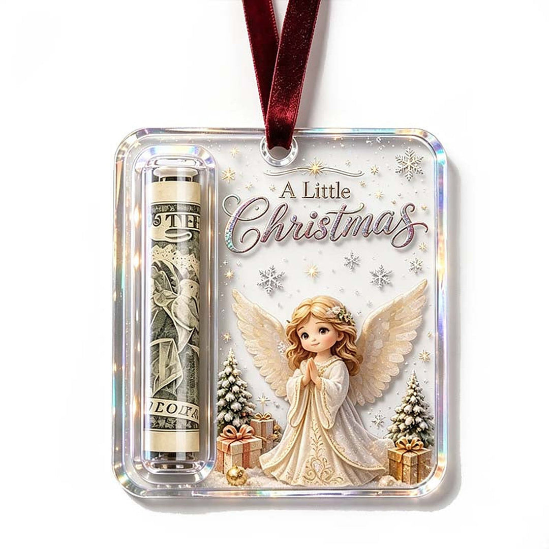 Christmas Ornament Money Holder - Clear Acrylic Hanger for Rolled Bills 18