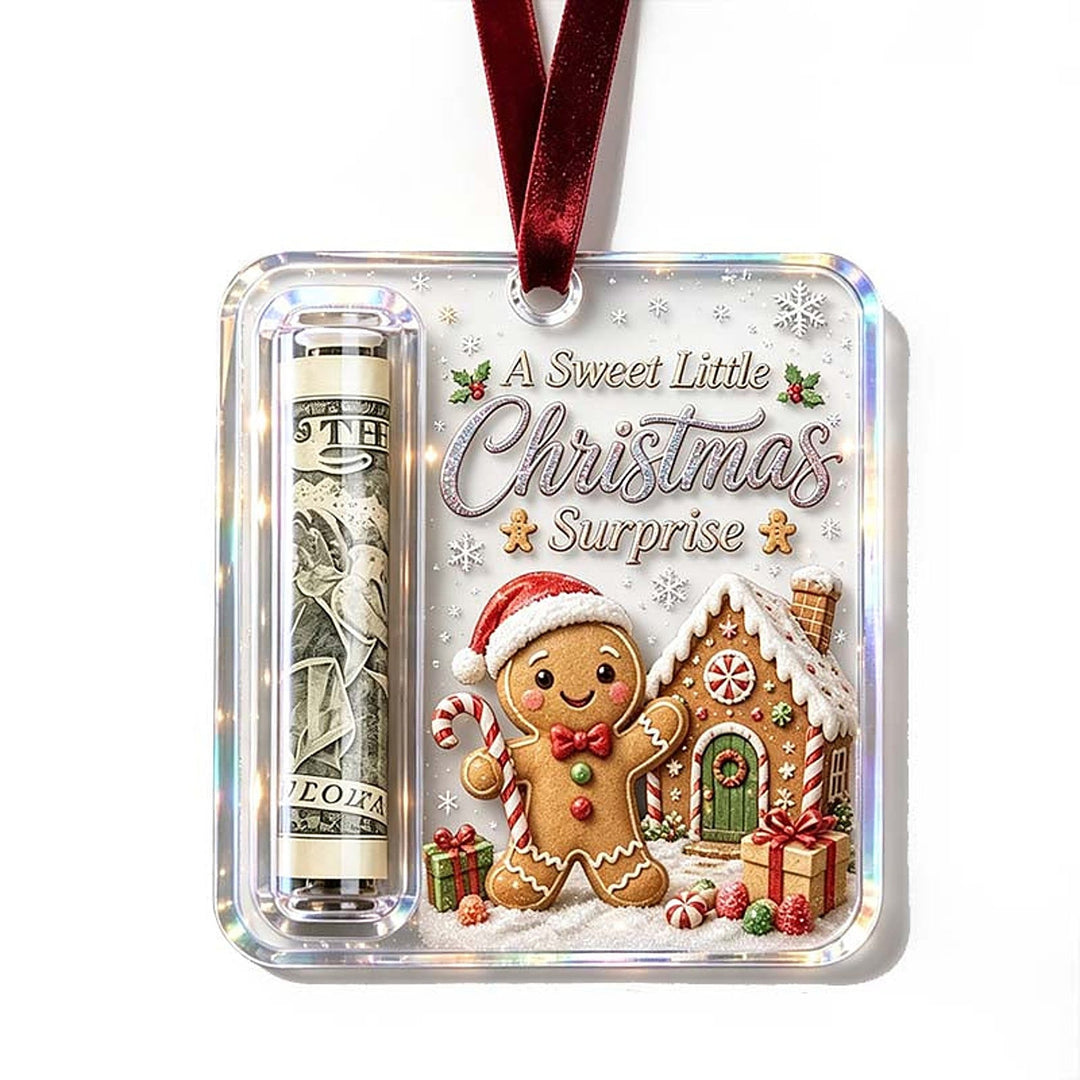 Christmas Ornament Money Holder - Clear Acrylic Hanger for Rolled Bills 20