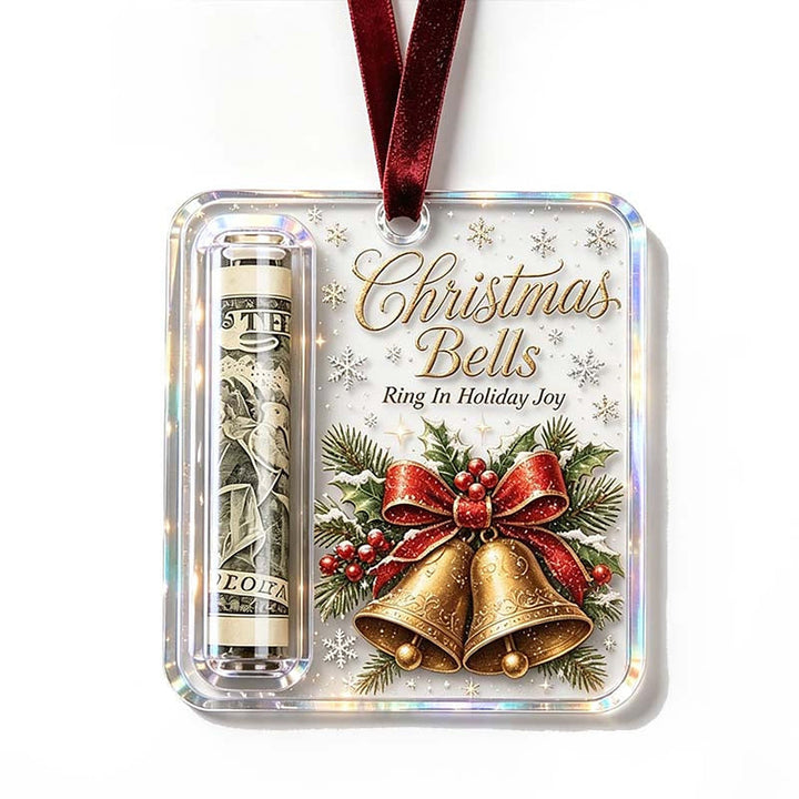 Christmas Ornament Money Holder - Clear Acrylic Hanger for Rolled Bills 21