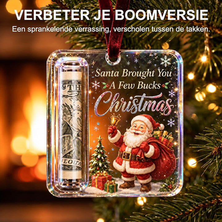 Christmas Ornament Money Holder - Clear Acrylic Hanger for Rolled Bills 6