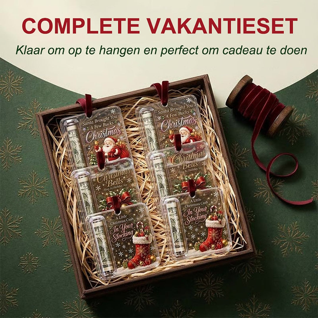 Christmas Ornament Money Holder - Clear Acrylic Hanger for Rolled Bills 7