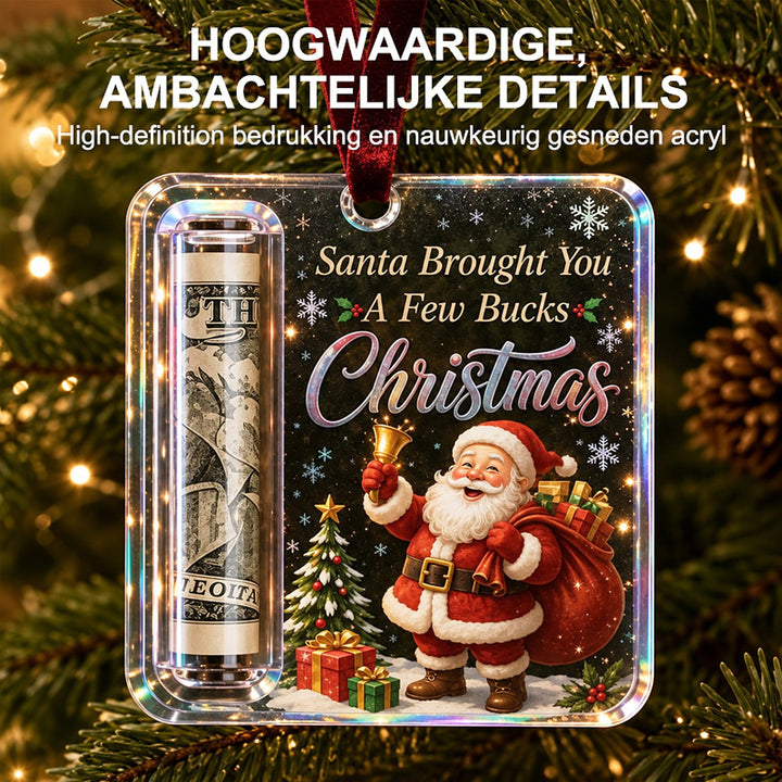 Christmas Ornament Money Holder - Clear Acrylic Hanger for Rolled Bills 8