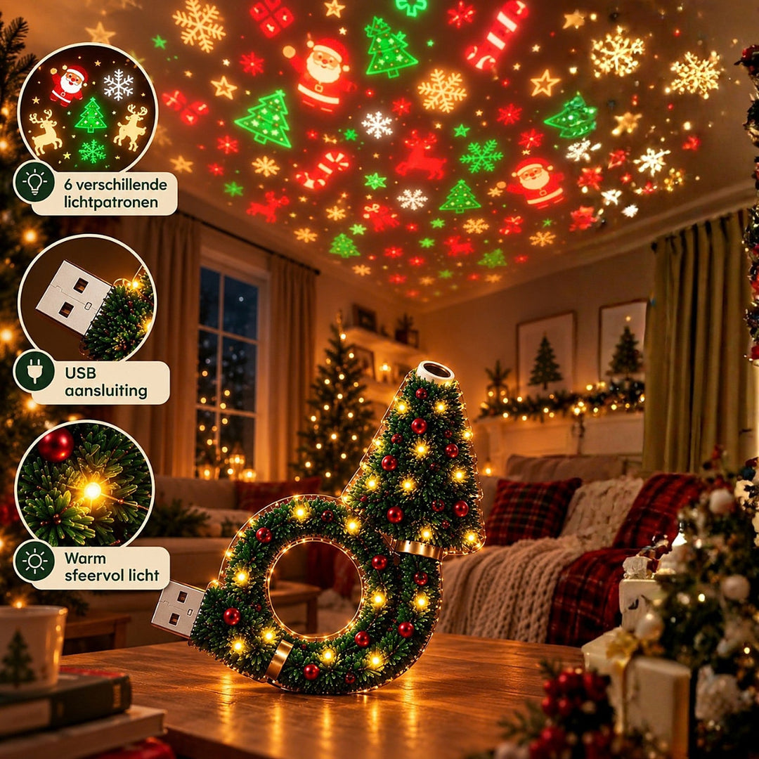Christmas Projector Lamp - USB Indoor Light in Christmas Tree Shape 2