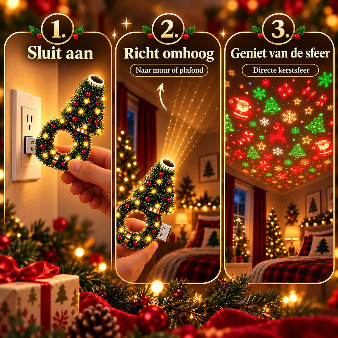 Christmas Projector Lamp - USB Indoor Light in Christmas Tree Shape 3