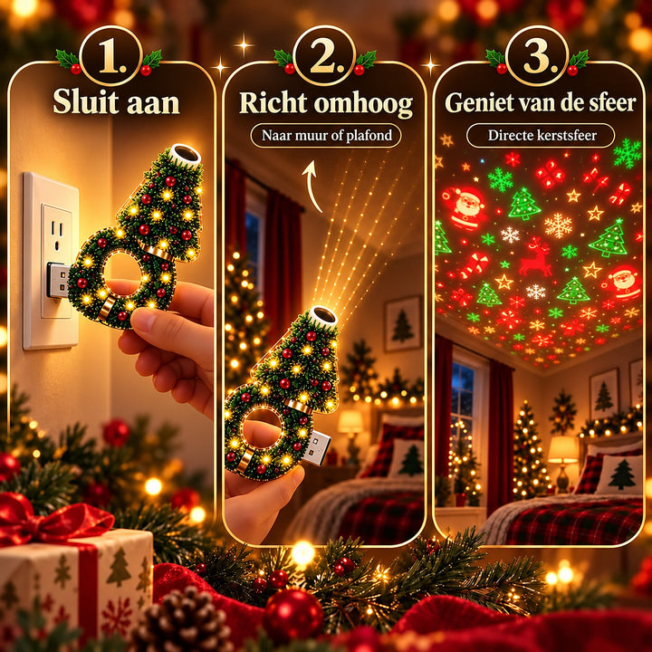 Christmas Projector Lamp - USB Indoor Light in Christmas Tree Shape 3