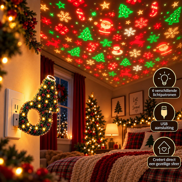 Christmas Projector Lamp - USB Indoor Light in Christmas Tree Shape 4
