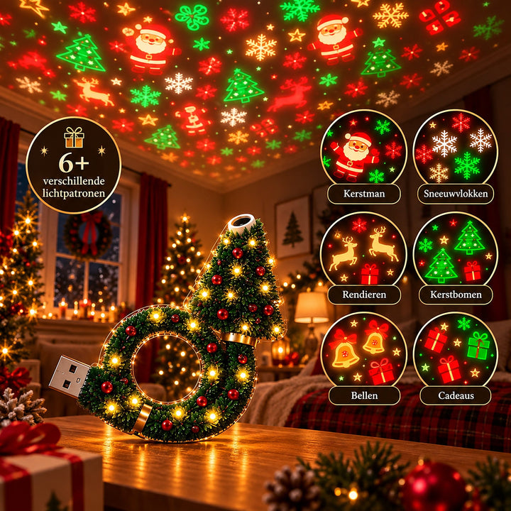 Christmas Projector Lamp - USB Indoor Light in Christmas Tree Shape 5