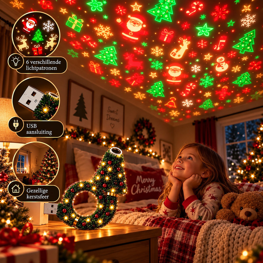 Christmas Projector Lamp - USB Indoor Light in Christmas Tree Shape 6