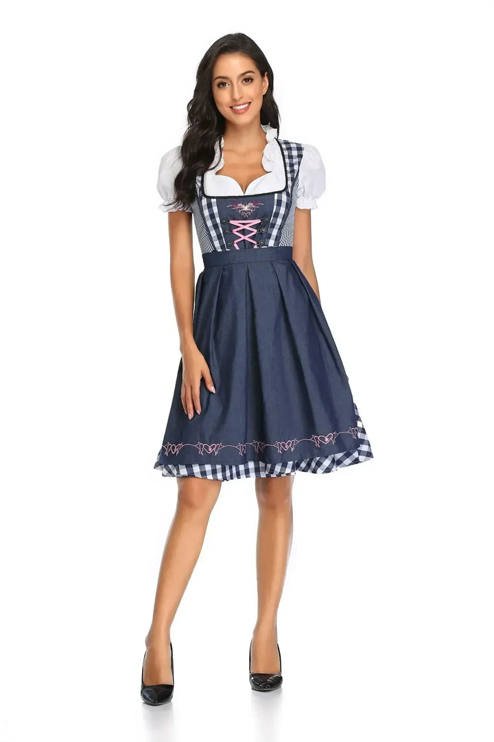 Women's Classic Dirndl Dress Set for Oktoberfest - Traditional Polyester 3