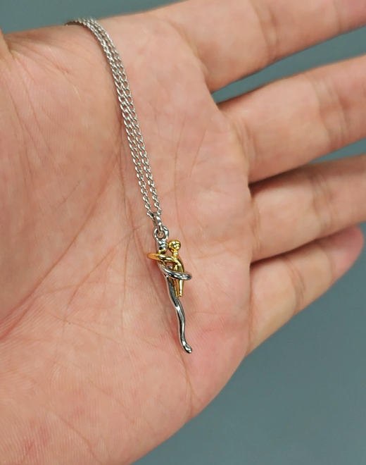 Hug Pendant Necklace for Daughter or Grandchild in Silver and Gold Tone 7