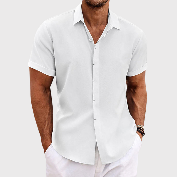 Men's Short-Sleeve Textured Linen Shirt 3