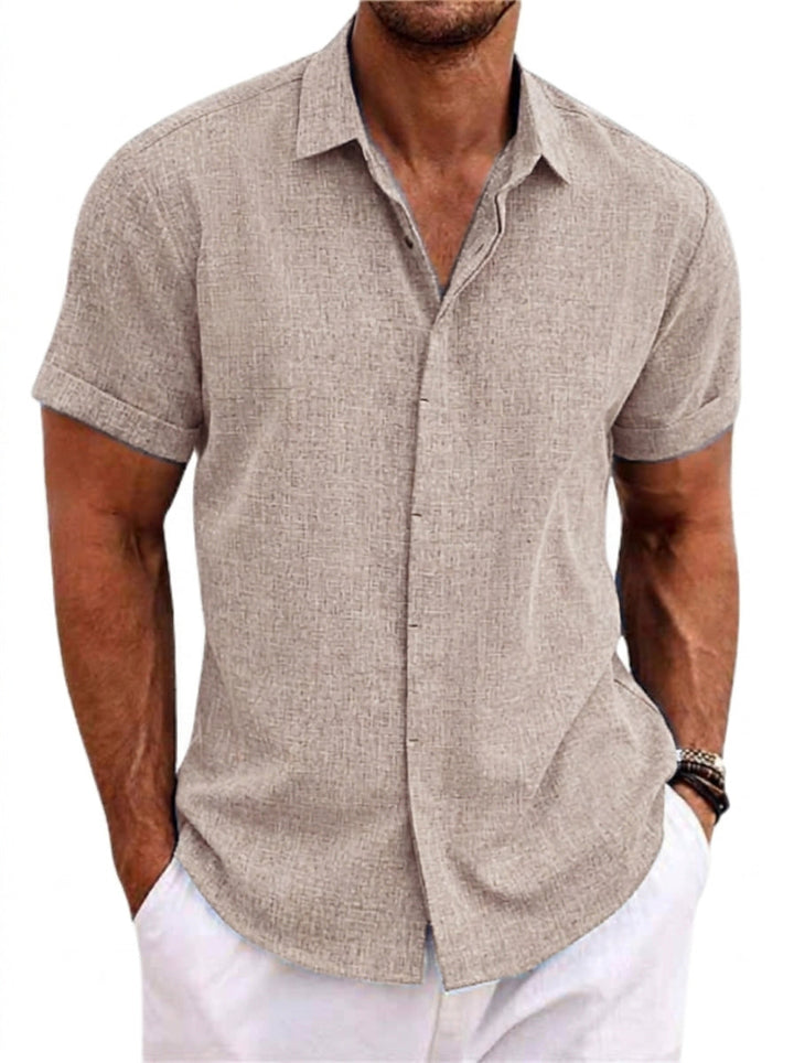 Men's Short-Sleeve Textured Linen Shirt 1