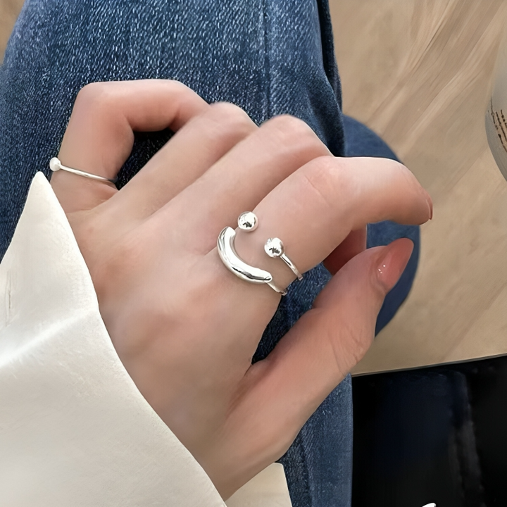 Smiley Adjustable Ring - Minimalist Stackable Statement Ring 1