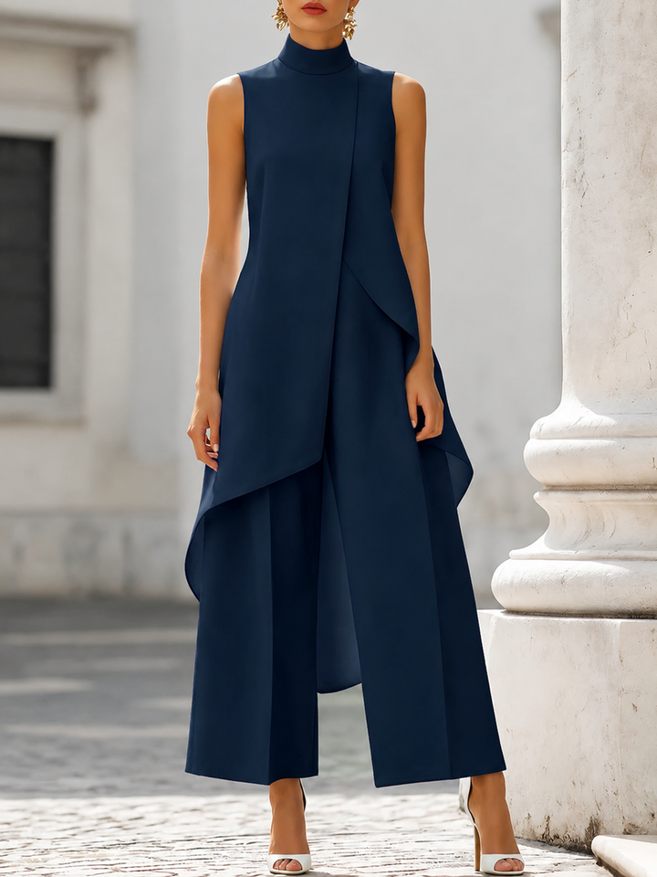 Women's Two-Piece Asymmetric Top and Wide-Leg Pants Set 6