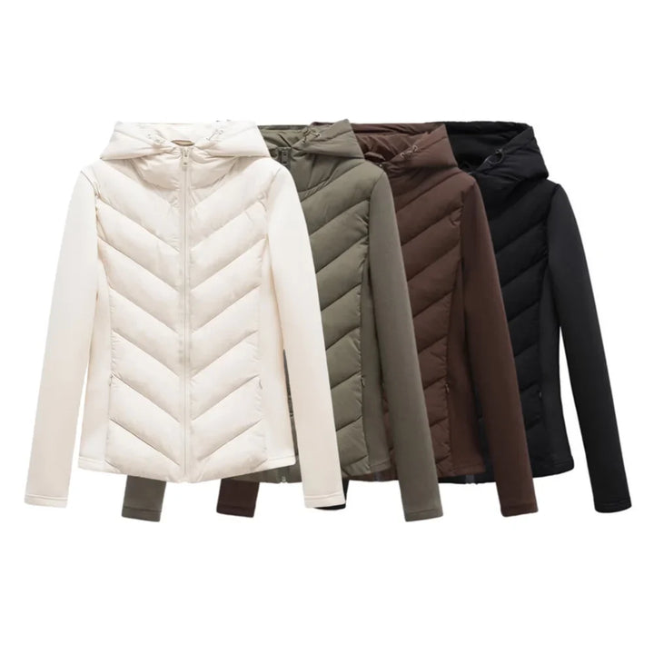 Women's Lightweight Padded Winter Jacket with Hood and Hidden Pockets 1
