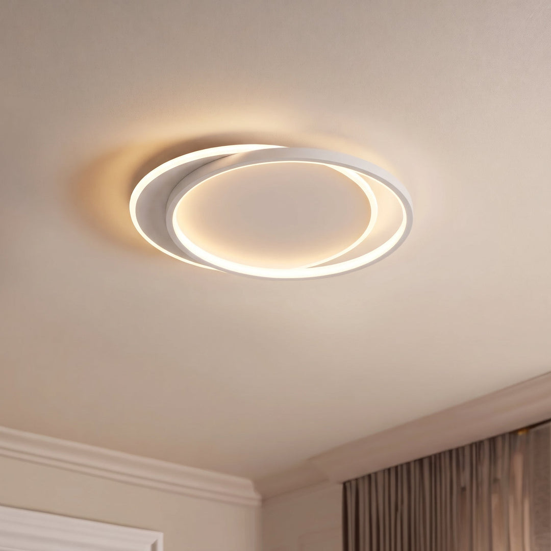 Double Ring White LED Ceiling Light with Remote Dimmer 3