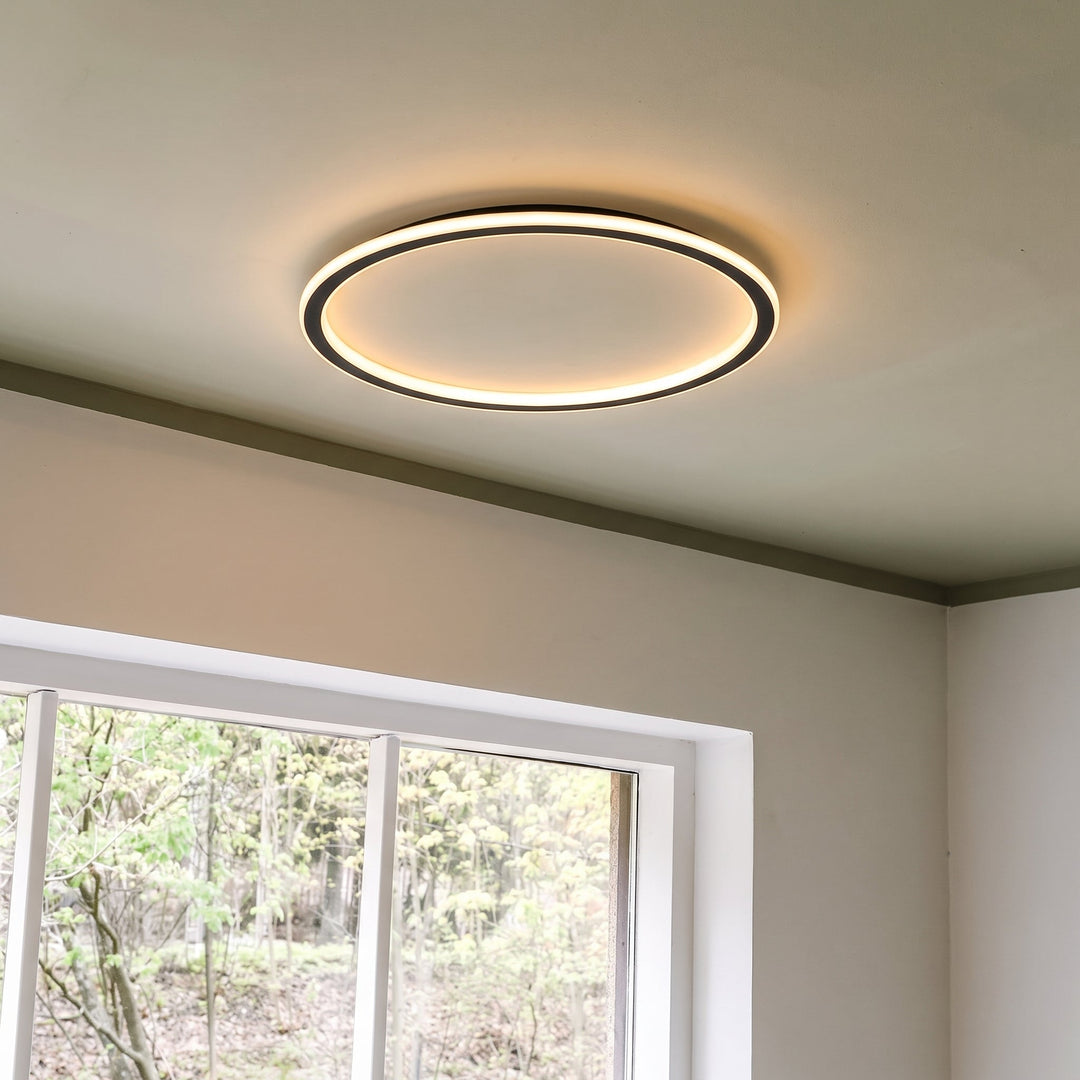 Black Round LED Ceiling Light with Remote Dimmer 8