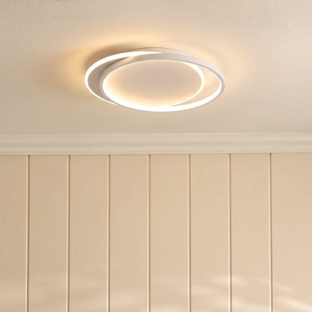 Double Ring White LED Ceiling Light with Remote Dimmer 8