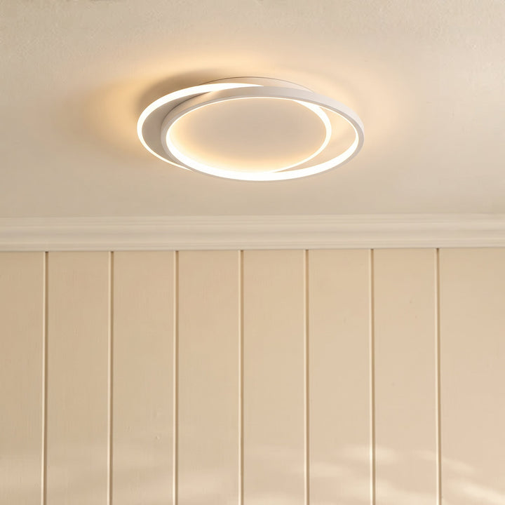 Double Ring White LED Ceiling Light with Remote Dimmer 8