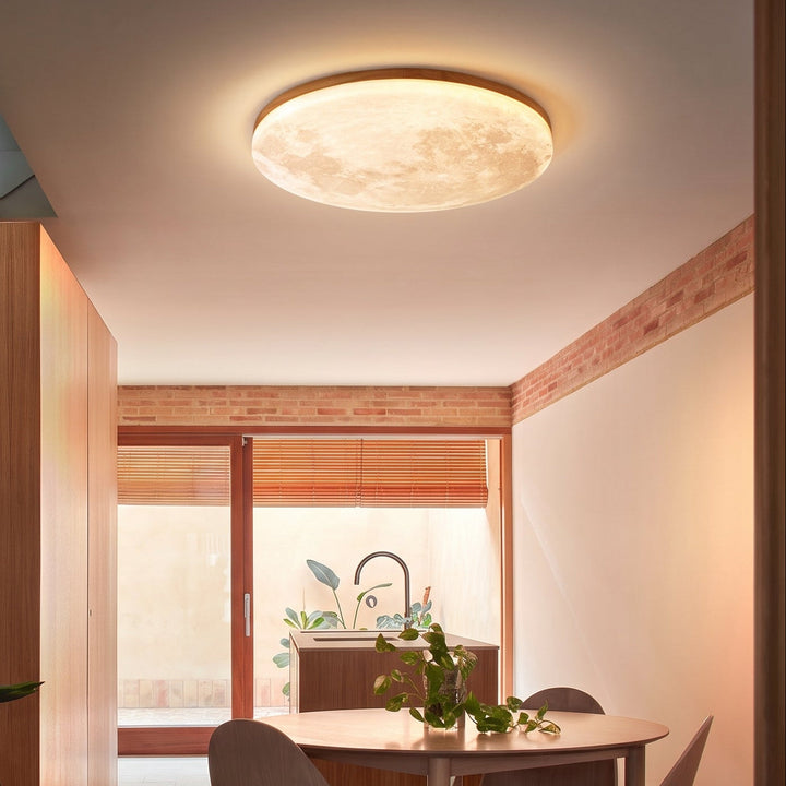 Round Moon Disc LED Ceiling Light, Dimmable, Flush or Hanging Mount 1