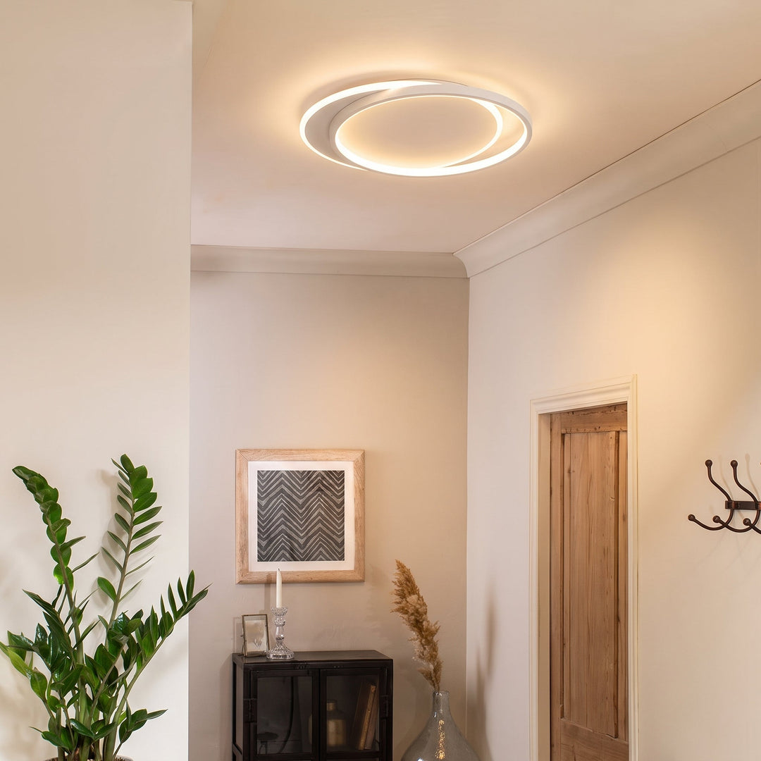 Double Ring White LED Ceiling Light with Remote Dimmer 4