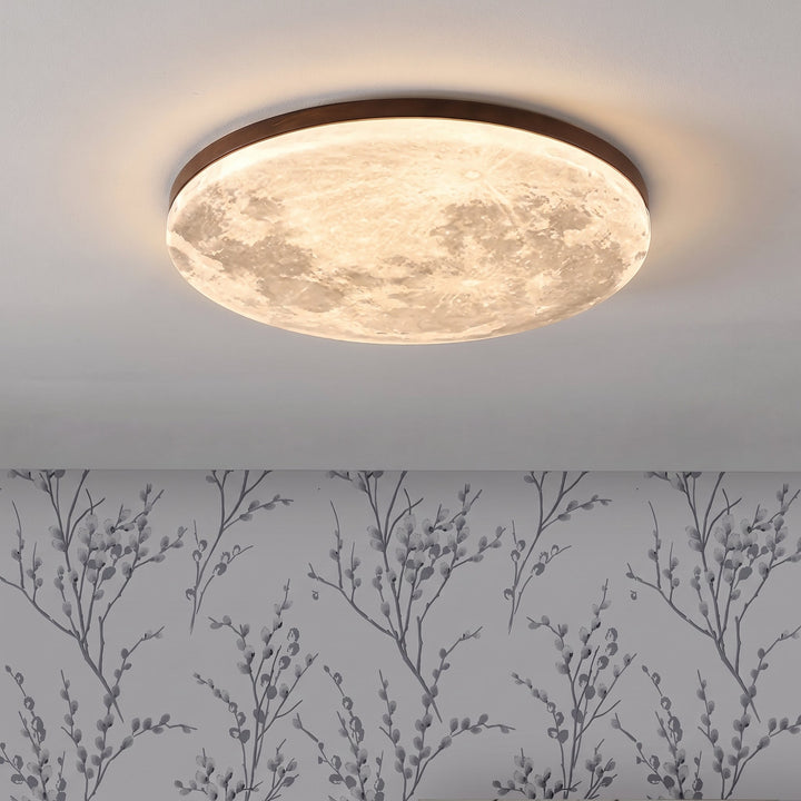 Round Moon Disc LED Ceiling Light, Dimmable, Flush or Hanging Mount 3