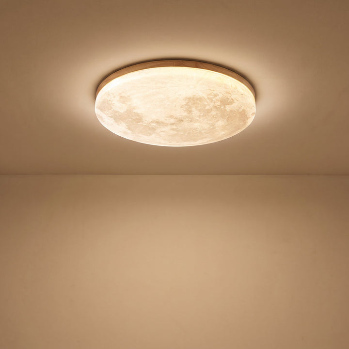 Round Moon Disc LED Ceiling Light, Dimmable, Flush or Hanging Mount 4