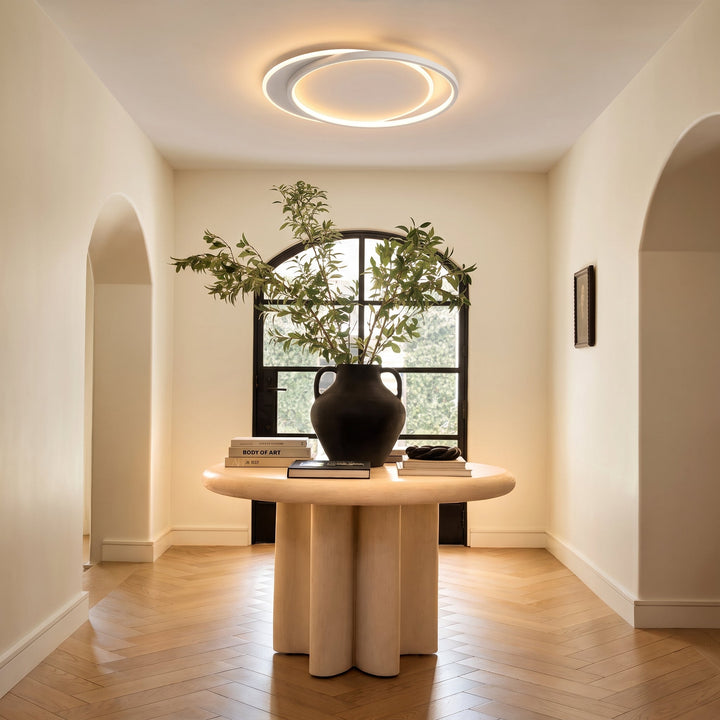 Double Ring White LED Ceiling Light with Remote Dimmer 6