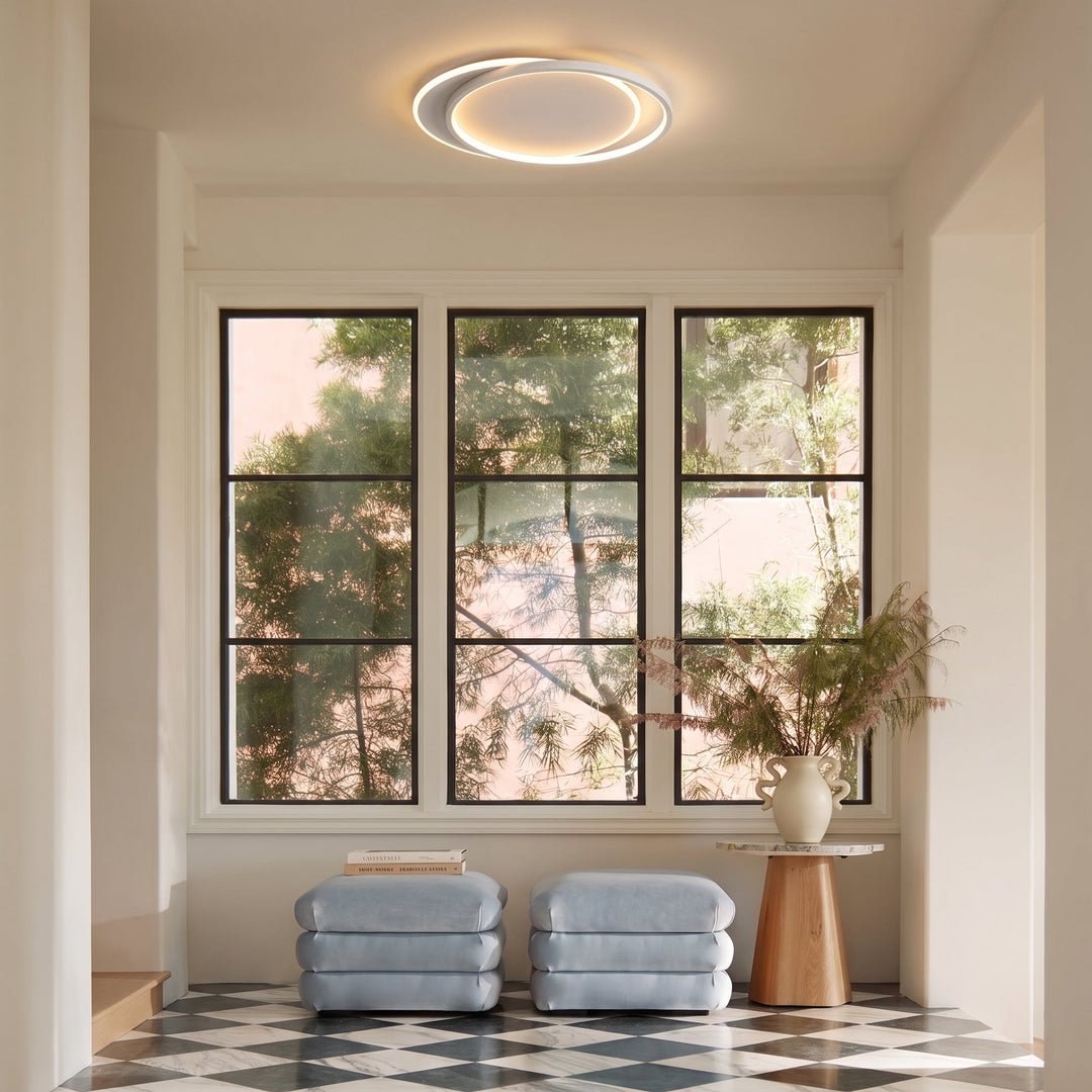 Double Ring White LED Ceiling Light with Remote Dimmer 9