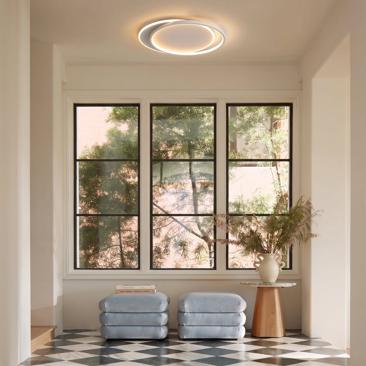 Double Ring White LED Ceiling Light with Remote Dimmer 9