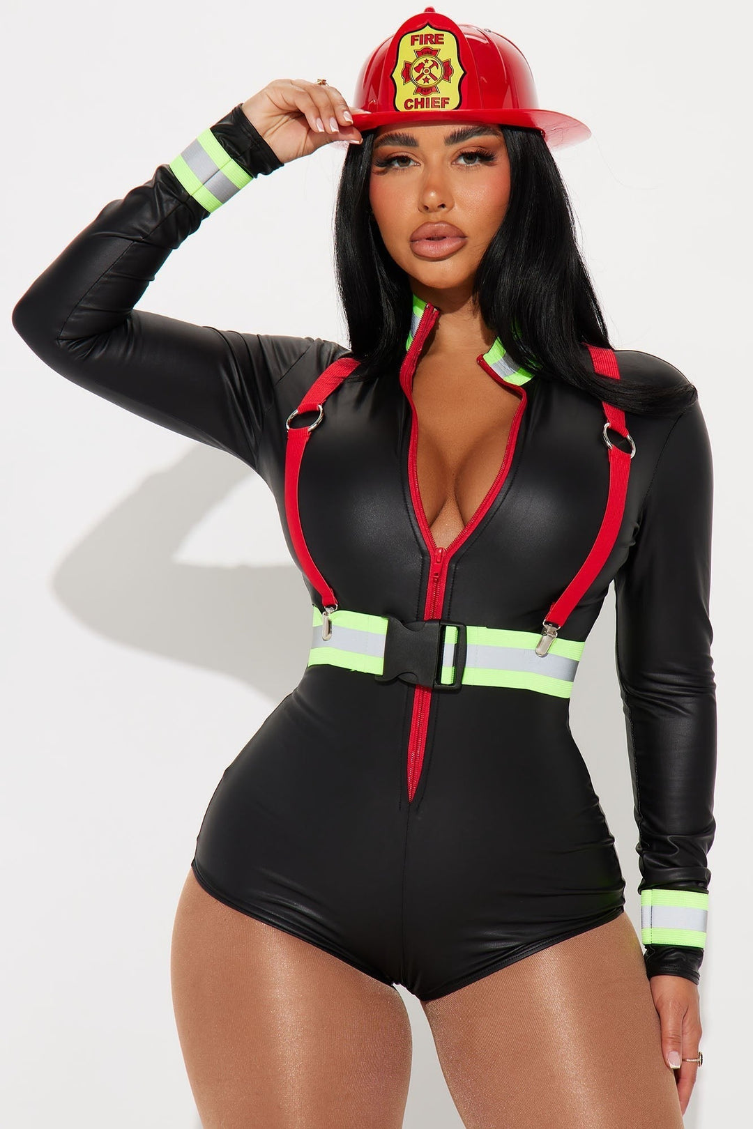 Firefighter Costume 3-Piece Set with Reflective Tape and Elastic Waist 2